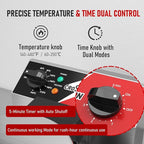 CROSSON Commercial Waffle Maker,Professional Round Belgian Waffle Maker Rotating 180° Non-Stick Plate Machine with Temp and Time Control for Restaurant Bakeries Kitchen 120V/1300W