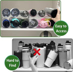 2 Pack Water Bottle Organizer, Stackable Kitchen Pantry Storage Shelf, Plastic Water Bottle Holder for Cabinet and Fridge Organization