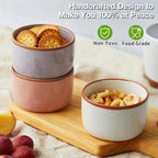 Ramekins Set of 6, 6 oz Creme Brulee Ramekin Oven Safe, Porcelain Ramekin Bowls, Mini Cheesecake Pans, Small Baking Dish, Dipping Sauce Bowls, Ramekins for Baking Souffle, Ice Cream - Vanilla White