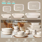 Artena Casserole Dishes For Oven, Ceramic Baking Dish, Large Lasagna Pan With Handles, Baking Pan Casserole Dish, Rectangular Bakeware Deep, White, Set Of 3 (5.1Qt/2.3Qt/1.1Qt) (Baking Dish With Lids)