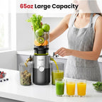 LAUDLIFE Cold Press Juicer Machines, 5.4" Wide Chute Slow Masticating Juicer, 35db Quiet Operation, Easy to Clean, Kale/Spinach Friendly, BPA Free, Juicer Extractor for Whole Fruits & Vegetables