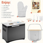 KBS 19-in-1 Programmable Bread Maker,2LB Large Bread Machine Stainless Steel with Sourdough,Gluten-Free,Nonstick Ceramic Pan,650W Bread Maker Machine with 15H Timer&1H Keep Warm,3 Crust Colors,Recipes