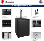 Kegco Kegerator 24" Wide Triple Tap Black Digital Beer Dispenser K309B-3
