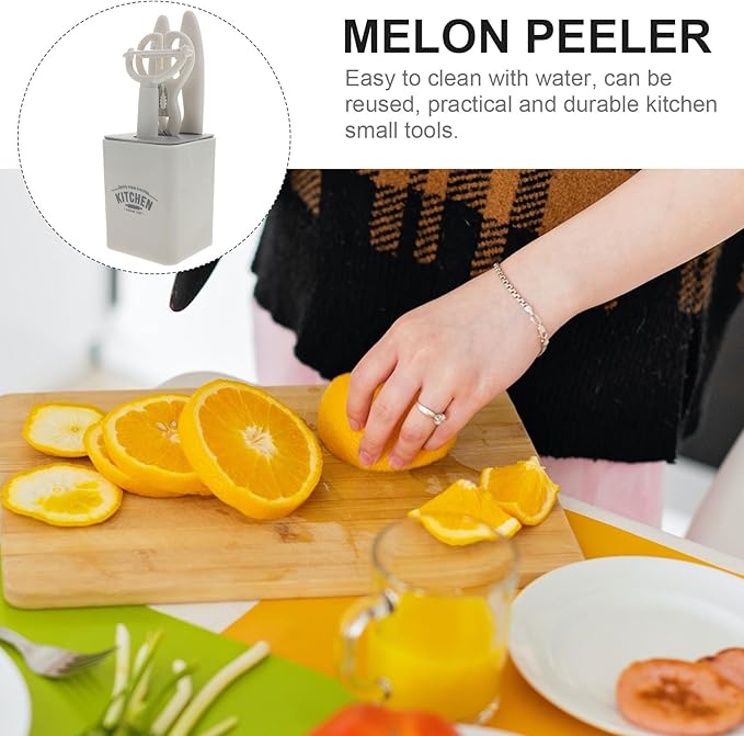 Fruit Peeling Cutter and Paring Knife Set, 5pcs Kitchen Small Tool Kit with Melon Peeler and Gadget Storage Box, Plastic Handle Fruit Cutting Tools for Home Cooking