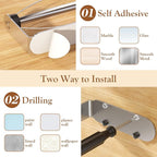2 Pack Paper Towel Holder Under Cabinet + 2 Towel Robe Hook, Single Hand Operable Under Cabinet Paper Towel Holder, Adhesive Wall Mount Paper Roll Holder for Bathroom Kitchen(Silver)