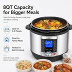 KINGBULL 14-in-1 Electric Pressure Cooker 8 Quart, Stainless Steel Multi Cooker with LCD Display and Knob Control, Slow Cooker, Rice Cooker, Steamer, Sauté, Yogurt Maker, Warmer, DIY Mode