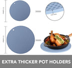 Joyhalo Trivets for Hot Dishes - Hot Pads for Kitchen, Silicone Pot Holders for Hot Pots and Pans, Silicone Mats for Kitchen Countertops, Table, Flexible Easy to Wash and Dry, Blue