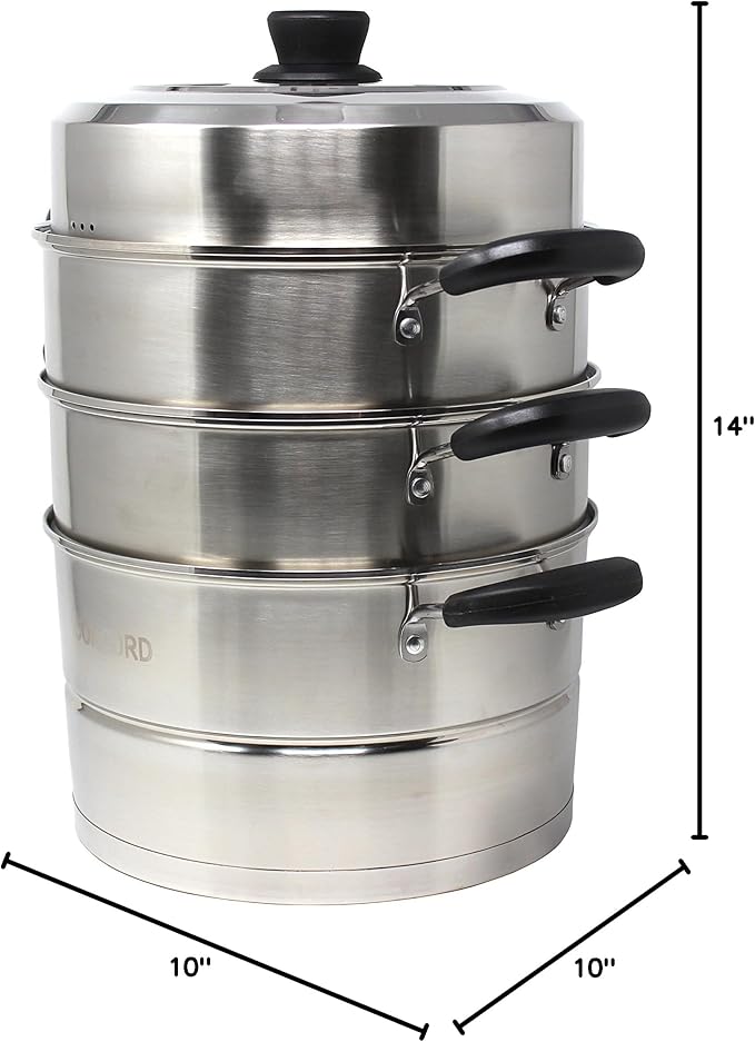 CONCORD 3 Tier Premium Stainless Steel Steamer Set (26 CM)