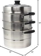 CONCORD 3 Tier Premium Stainless Steel Steamer Set (26 CM)