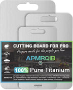 Titanium Cutting Board Set of 3,100% Pure Titanium Cutting Boards for Kitchen, Double Sided Non Toxic Cutting Board, Ideal Charcuterie & Chopping for Meat, Hygiene Durable Dishwashr（3 Pack)