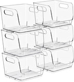 Sorbus Stackable Storage Bins Open Front, Clear Stackable Storage Bins, Pantry Bins for Storage and Organization, Acrylic Stackable Bins for Kitchen, Clear Pantry Organizer Bins (Small Square 6 Pack)