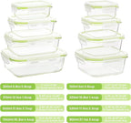 Vtopmart 8 Pack Glass Food Storage Containers with Lids (Grass Green)