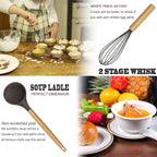 Cooking Utensils Set- 35 PCs Kitchen Utensils with Grater,Tongs, Spoon Spatula &Turner Made of Heat Resistant Food Grade Silicone and Wooden Handles Kitchen Gadgets Tools Set for Cookware