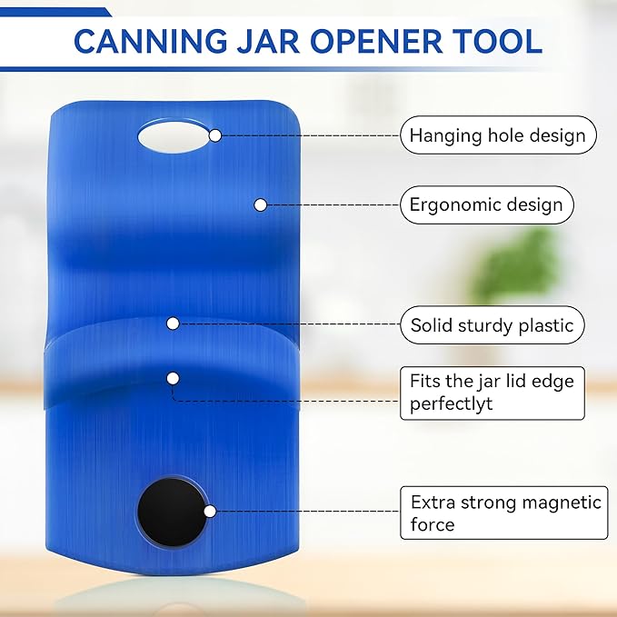 2 Pack Canning Jar Opener with Magnets, Mason Jar Opener For Canning Lids, Regular and Wide Mouth Lids, Powerful Magnet for Easy Refrigerator Storage, Releases Vacuum Seal– Patent Pending(Dark Blue)