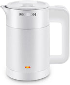 0.6L Small Electric Kettles Stainless Steel, Travel Mini Hot Water Boiler Heater, Double Wall Cool Touch Portable Teapot, Auto Shut-Off & Boil-Dry Protection, 120V/800W, 2 Year Warranty (white)