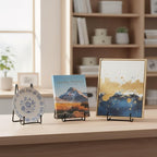 Plate Stands Holder - 3 Pack, Picture Frame Display for Bookcase, Photo on Table Top (Black, 8")