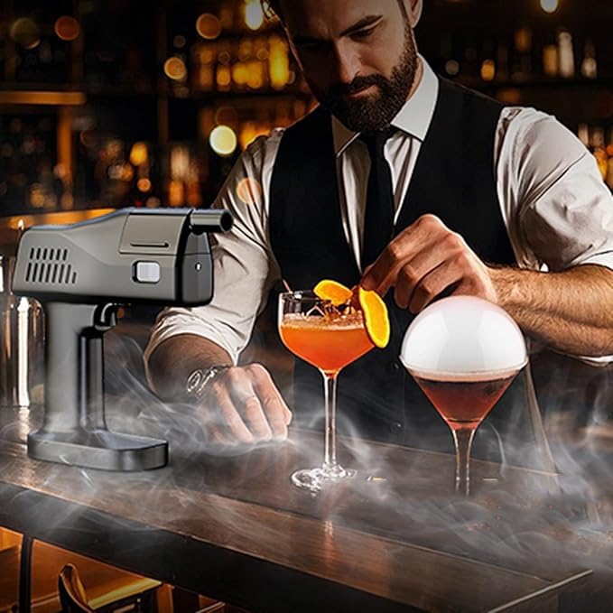 Cocktail Bubble Smoke Gun, One Key Operation, Handheld, with 1.4 Inch Color Screen, for Bartenders, Bar, Party, Wine, Drinks, Coffee