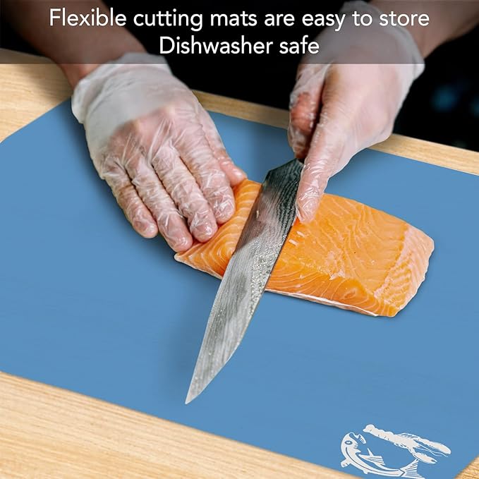 Cut N' Funnel Multi-Color Flexible Plastic Cutting Board Mats 4 Pack Made in the USA Colored Coded, BPA Free, 11.5” x 15”