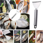 4 Pack Fish Scaler Scale Remover Stainless Steel Rake Teeth Scraping Tool Descaler Knives Scales Cleaning Descaling Scraper for Bream Salmon Fishes Seafood Market Kitchen