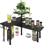 Homode Bathroom Counter Organizer Corner Shelf, Kitchen Countertop Organizer, 3 Tier Wood Counter Shelf Stand for Over The Sink, Coffee Station, Desktop, Black