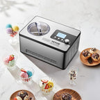 VEVOR Automatic Ice Cream Maker with Built-in Compressor, 2 Quart No Pre-freezing Fruit Yogurt Machine, Stainless Steel Electric Sorbet Maker, 3 Modes Gelato Maker with LCD Display & Timer, Silver