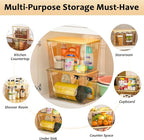 Delamu 2 Set Pantry Organizers and Storage,Trash Bag Dispenser with Bamboo Top,Stackable Trash Bag Dispenser Under Sink Organizer for 4-30 GalBags,Onion,Potato,Fruits,Amber(11-7/32"L*7" W*7-1/8"H)