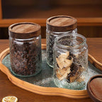 24 OZ Vintage Glass Jar with Lid, Airtight Food Storage Canisters with Bamboo for Kitchen Counter Pantry, Ideal for Coffee, Candy, Tea, Oats, Sugar, Cookies Decorative Jars-Sunflower