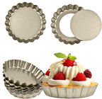 RICHSC-PAN Mini Tart Pan 12PCS, 4 Inch Tart Pan Removable Bottom Non-Stick Tin, 0.9 Inches High Suitable for DIY Making Small Tarts at Home. Champagne Gold Appearance.