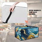 Marble Print Toaster Oven Dust Cover for Kitchen Counter, Heavy Duty Heat-resistant Microwave Oven Protective Cover Air Fryer Covers, Blue & Gold (Small-14.5 * 18.46 * 9 inches)