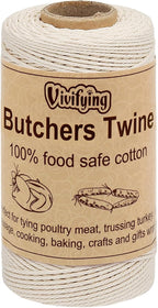 Vivifying Butchers Twine, 328 Feet 3Ply Cotton Bakers Twine, Food Safe Cooking String for Tying Meat, Making Sausage, Trussing Turkey, Roasting and Packing (Beige)