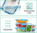 C CREST Glass Meal Prep Containers, [10 Pack] Glass Food Storage Containers with Lids, Airtight Bento Boxes, BPA Free & Leak Proof (10 Lids & 10 Containers)