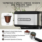 Espresso Machine 20 Bar, 2 in 1 Espresso Maker with Milk Frother Steam Wand for Latte and Cappuccino, Powder and Capsule Portafilter, 50oz Removable Water Tank expresso Coffee Machine for Home-Silver
