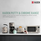 Haden 700 Watt 0.7 Cubic Foot Microwave Oven with Digital Controls, Defrost, and Instant Start Countertop Small Appliance, Putty/Chrome
