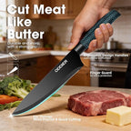 Knife Set, 10 Piece Kitchen Knife Set, Stainless Steel Knives Set for Kitchen, Universal Knife Block Set, Kitchen Kinfe Essentials, New Home Apartment Essentials, Dishwasher Safe (Black)