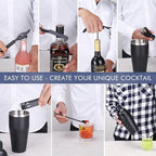JNWINOG Cocktail Shaker Set Stainless Steel Bartending Kit 18.6oz Cocktail Bar Set Cocktail Mix Drink Making Kit Professional Bar and Home Drink Bar Tools for Bartender (Matte Black, 9Pcs)