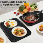 2 Pcs Silicone Trivets Black 16'' X 12'' Nonslip and Heat Resistant Hot Pads Trivets for Hot Pots and Pans Hot Pads for Kitchen(Black)