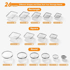 52 Pcs Food Storage Containers with Lids Airtight (26 Containers & 26 Lids) - Leakproof Meal-Prep Container for Kitchen Storage and Organization, Stackable Plastic Food Containers with Labels & Pen