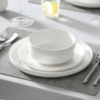 MALACASA Plates and Bowls Sets, 18 Pieces Porcelain Dinnerware Sets Dishware Sets Chip Resistant Ceramic Dish Set Dining Dinner Ware Service for 6, White, Series LUNA