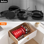 MUDEELA Pot Rack - Expandable Pots and Pans Organizer under Cabinet, Pot Lid Organizer Holder with 12 Adjustable Compartment, Kitchen Cabinet Organizer and Storage for Cutting Board, Skillets Pan