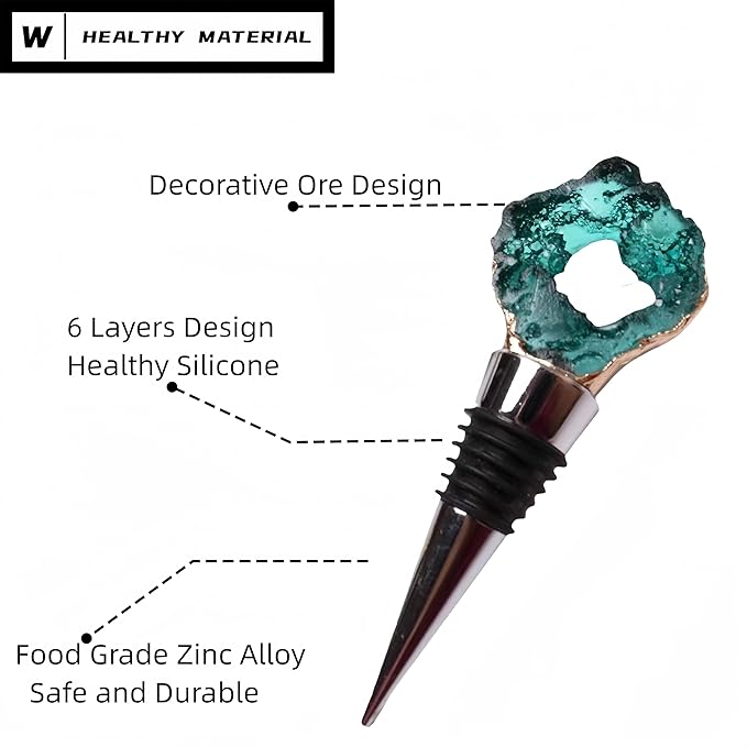 Decorative Wine Stopper Set of 2,Cool Wine Bottle Stoppers for Glass Bottles,Crystal Bottle Stopper Fits Standard Bottles,Fancy Decors Wine Tools (Brown Crystal)