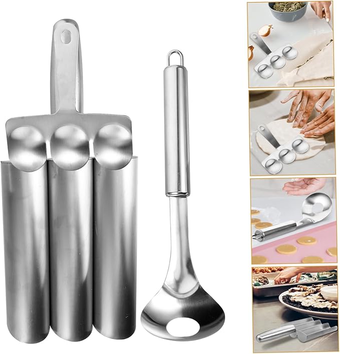 1set Stainless Steel Meatball Maker Set Kitchen Gadget for Meatballs Shrimp Balls Easy to Use Lightweight Kitchen Tool for Home Cooking and Hot Pot