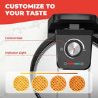 Waffle Maker, Rotating Belgian Waffle Maker, 180° Flip Waffle Iron, Non-Stick Plate, Adjustable Browning Control, Foldable Cool Touch Handle, Removable Drip Tray, Space Saving Storage, Stainless Steel