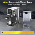 Espresso Machine 20 Bar,Touch Screen Espresso Maker with Steam Milk Frother,Compact Stainless Steel Coffee Machine for Cappuccino Latte Americano Espresso Cool,Gift for Coffee Lovers,Black