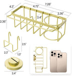 TAILI 4-in-1 Sponge Holder for Kitchen Sink with Strong Suction Cup Removable, Rustproof Stainless Steel Sink Caddy for Sponge, Brush, Scrubber, Scraper -Gold