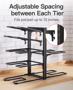 ORDORA Pots and Pans Organizer Rack for Cabinet, 15.83" Height 8-Tier Heavy Duty 120LBS Pot Pan Organizer under Cabinet Adjustable for Dutch Oven, Cast-iron Pan, Heavy Skillets Griddles, Shallow Pot