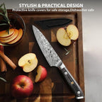 MOSFiATA 4 Inch Paring Knife, Kitchen Knife Fruit Knives with Sheath, German High Carbon Stainless Steel EN1.4116 Precision Cooking Vegetable Knife for Carving, Peeling, Trimming