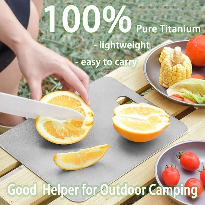 100% Pure Titanium Cutting Board Set of 2, Food-Grade Titanium Cutting Boards for Kitchen Dishwasher Safe, Double-Sided Metal Charcuterie Chopping Board Mat for Meat, Cheese & Fruit (L+XL)