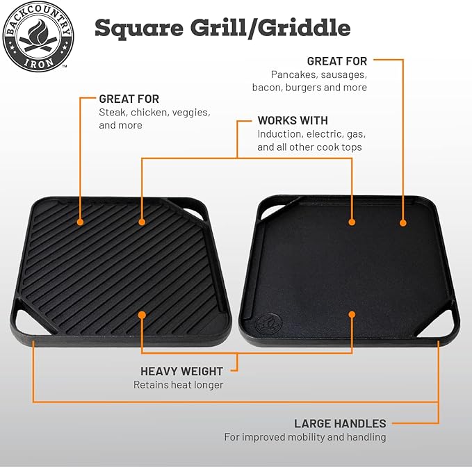 10.5 inch Single-Burner Reversible Cast Iron Grill/Griddle