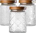 Adodeen 3-Pack 24oz Glass Jar With Airtight Lid,Kitchen Canisters For Countertop,Coffee Sugar Container Set,Pantry Glass Storage Containers For Flour,Candy,Loose Tea,Snack, mason jars