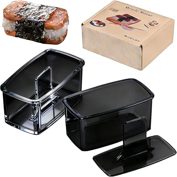 2PCS Black Musubi Maker press mold,Non-stick,BPA-Free sushi mold,Make Hawaiian Musubi at Home or Hawaii Restaurants